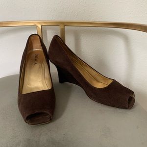 PRADA Brown Suede Wedges